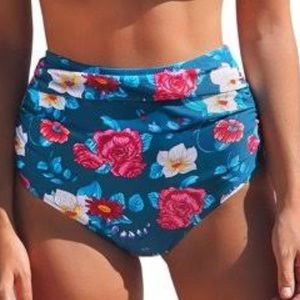 Cupshe Womens Blue Floral High Waisted Bikini Bottom M
